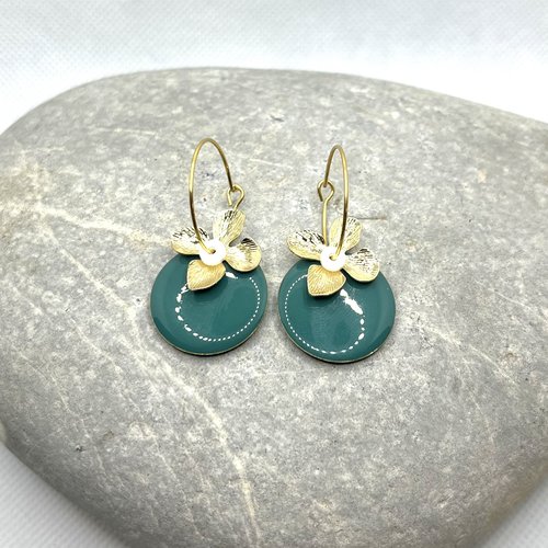 Boucles d’oreilles pomme d’amour bleu vert