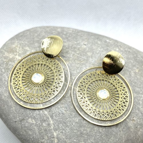 Boucles d’oreilles créoles doré blanc