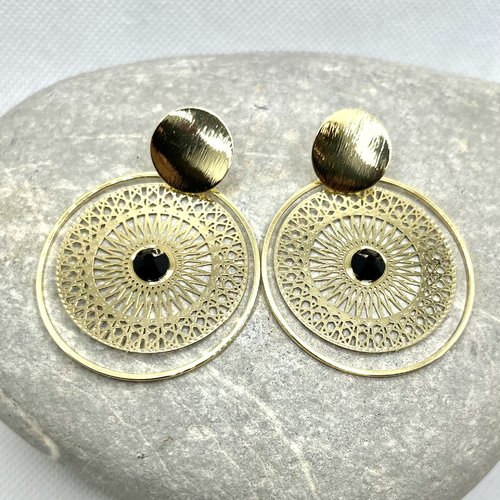 Boucles d’oreilles créoles doré noir