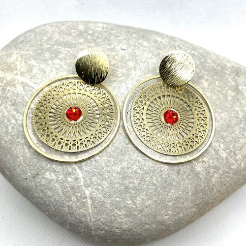 Boucles d’oreilles créoles doré rouge