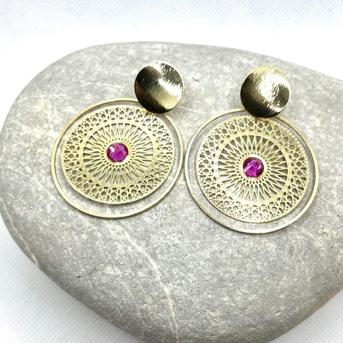 Boucles d’oreilles créoles doré fuschia