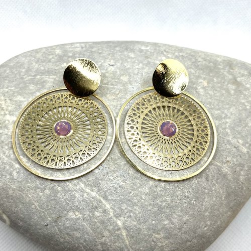 Boucles d’oreilles créoles doré lilas