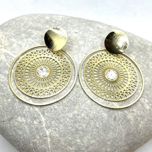 Boucles d’oreilles créoles doré transparent