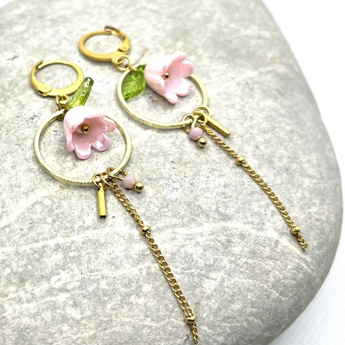 Boucles d’oreilles clochette rose