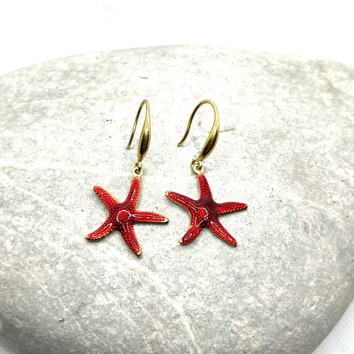 Boucles d’oreilles étoile des mers rouge