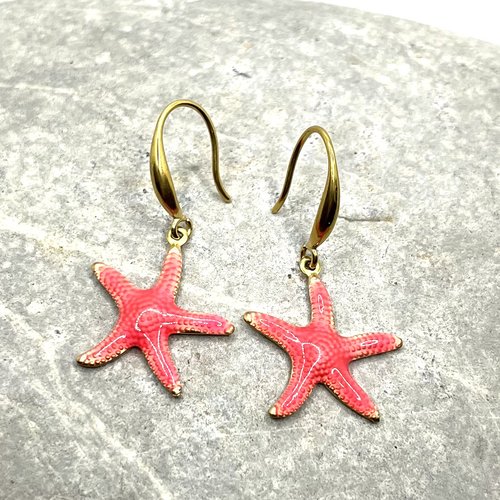 Boucles d’oreilles étoile des mers saumon