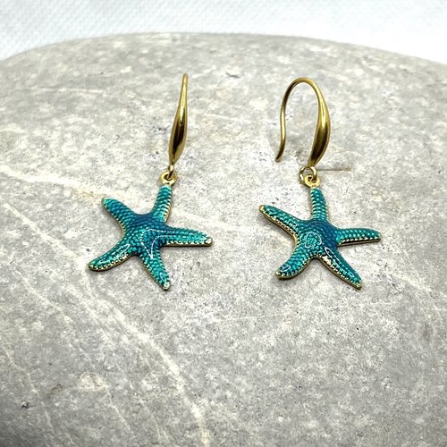 Boucles d’oreilles étoile des mers turquoise