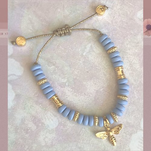 Bracelet perles heishi ajustable