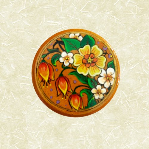 Petite boîte ronde peinte à la main- motif floral