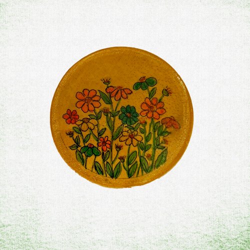 Petite boîte ronde peinte à la main- motif floral