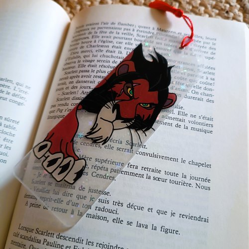 Marque-page peinture sur verre/plexiglass. personnage animaux lion.