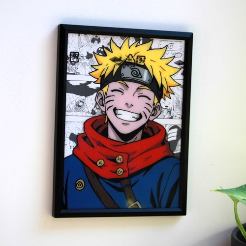 Cadre glass painting. personnage manga.