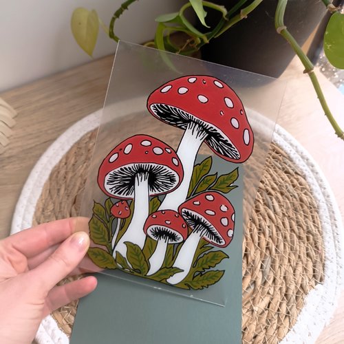 Cadre glass painting, champignon.