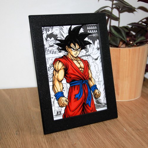Cadre glass painting, personnage dragon ball z