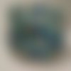 Photophore mosaïque de verre bleu turquoise gris blanc 