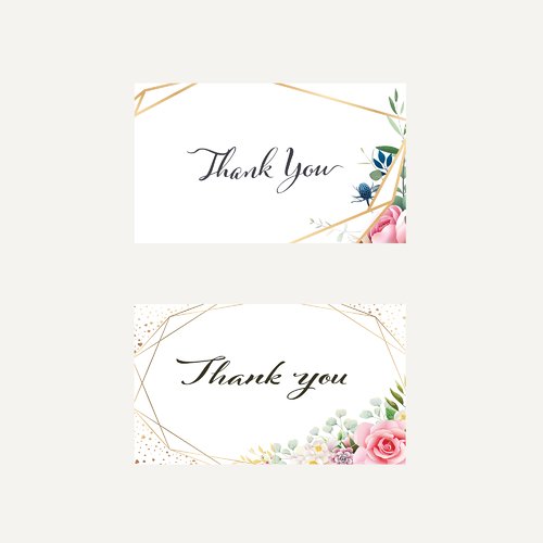 Lot de 10 cartes merci, thank you card, carte remerciement mariage, anniversaire, baptême, baby shower