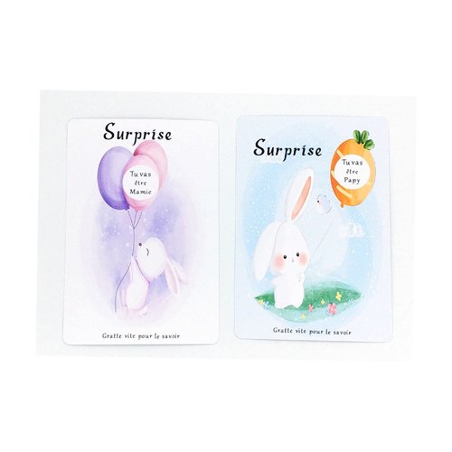 Lot de 2 cartes à gratter mamie, papy, tu vas être mamie, tu vas être papy, carte à gratter personnalisable