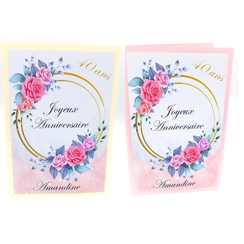 Carte De Vœux Anniversaire Florale A Personnaliser Prenom Et Ou Age Sur Papier Brillant Un Grand Marche