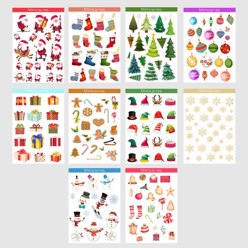 Autocollants noël, noël décoration stickers, diy enfants, gommettes de noël