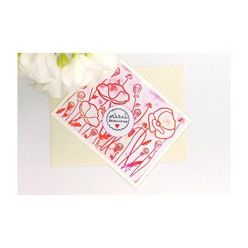Carte Merci Beaucoup Carte Faite Main Theme Fleur Coeur Pour Le Bon Repas Carte Merci Avec Des Fleurs Un Grand Marche