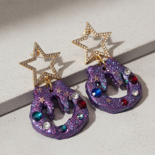 Boucles d’oreilles “couronnes de noël féériques” – création artisanale