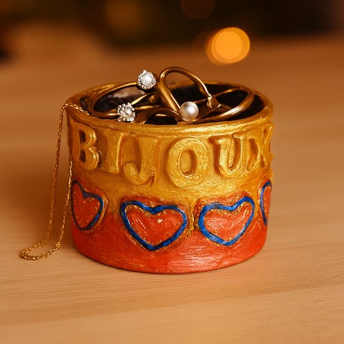 Vide-poche artisanal "cœurs dorés