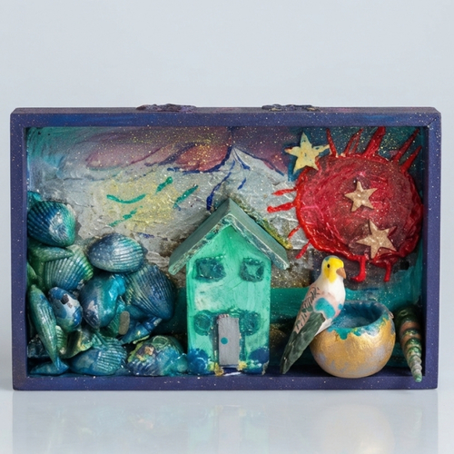 Diorama "l'escale céleste" - scène poétique et cosmique en 3d