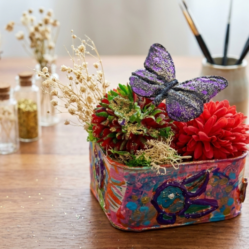 Boîte décorative "éclosion enchantée" – pièce unique faite main