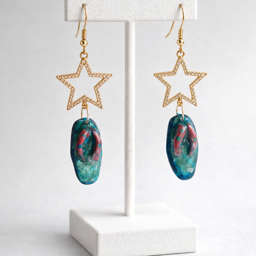 Boucles d'oreilles "étoile de mer & playa" – tongs artisanales et étoiles scintillantes