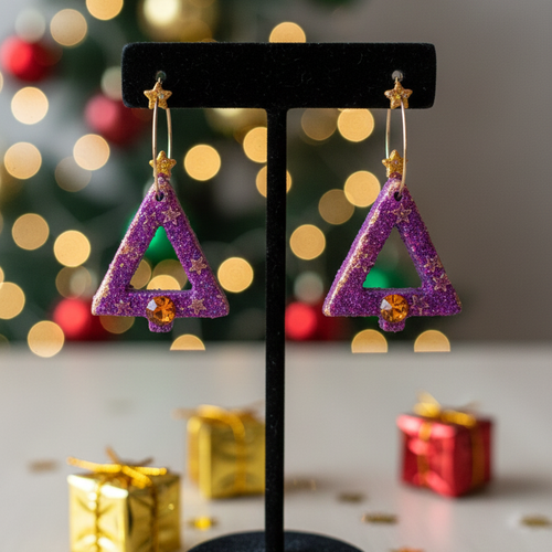 Boucles d'oreilles sapin scintillant "joyeux noël"