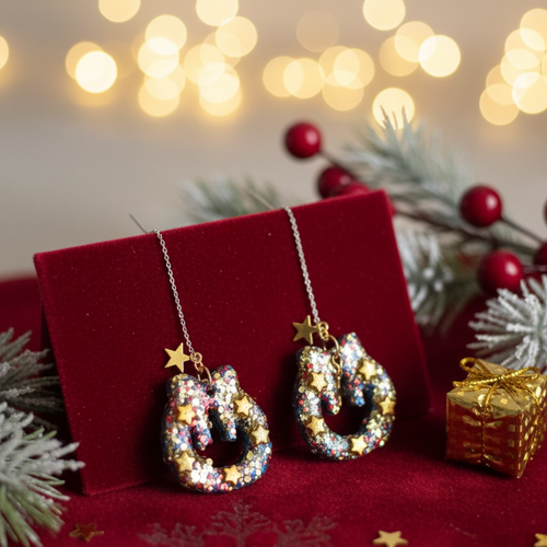 Boucles d'oreilles "couronnes scintillantes" (modèle festif chaînette)