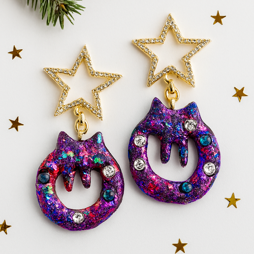 Boucles d’oreilles “couronnes de noël féériques” – création artisanale