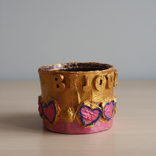 Vide-poche artisanal "cœurs dorés