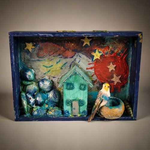 Diorama "l'escale céleste" - scène poétique et cosmique en 3d