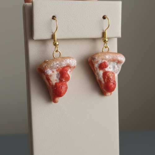 Boucles d'oreilles gourmandes tarte aux fraises en pâte polymère