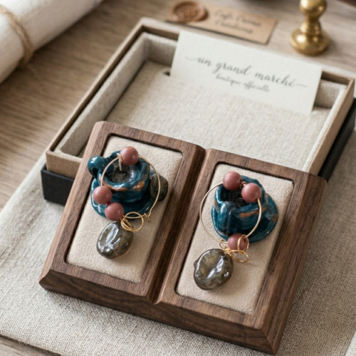 Boucles d'oreilles "café gourmand" – créoles artisanales miniatures