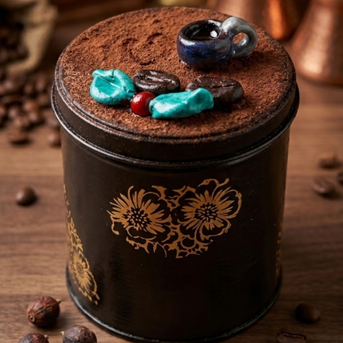 "l'instant café" : boîte de rangement artistique texturée et sculptée à la main