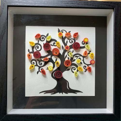 Kit diy création en quilling arbre de vie orange