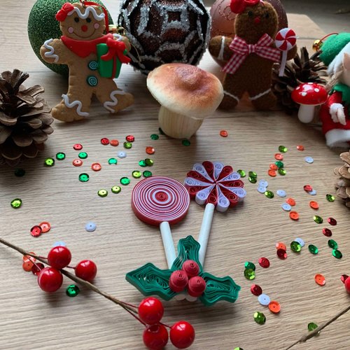 Décoration en quilling bonbons de noël suspension ou décoration de table
