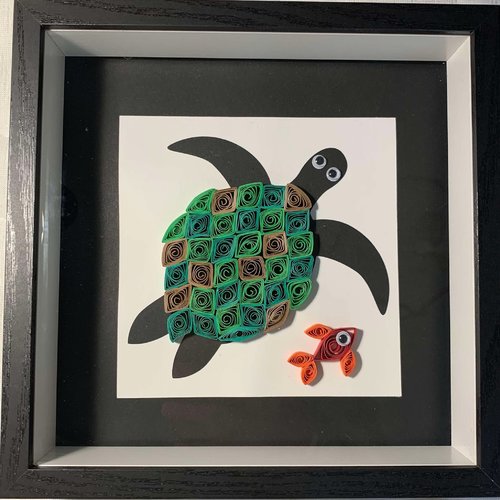Kit diy création en quilling tortue adultes/enfant à partir de 8 ans