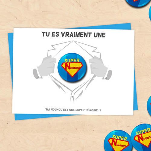 Carte Badge Super Nounou Cadeau Nounou Assistante Maternelle Un Grand Marche