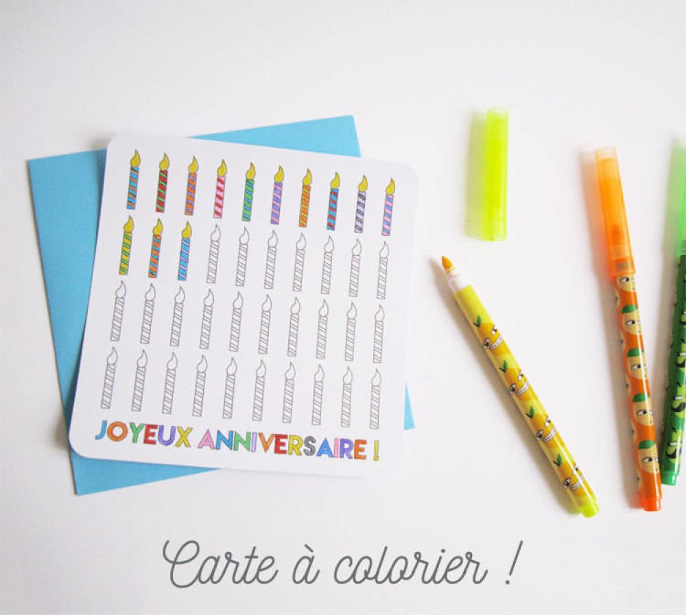 Carte Anniversaire Quot Joyeux Anniversaire Quot Diy Carte A Colorier Un Grand Marche