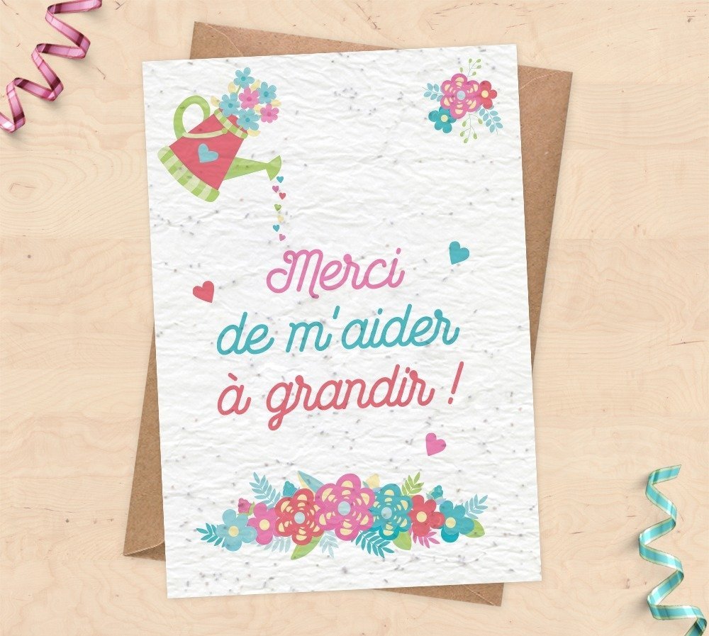 Carte A Planter Pour Cadeau Nounou Maitresse Atsem Merci De M Aider A Grandir Un Grand Marche