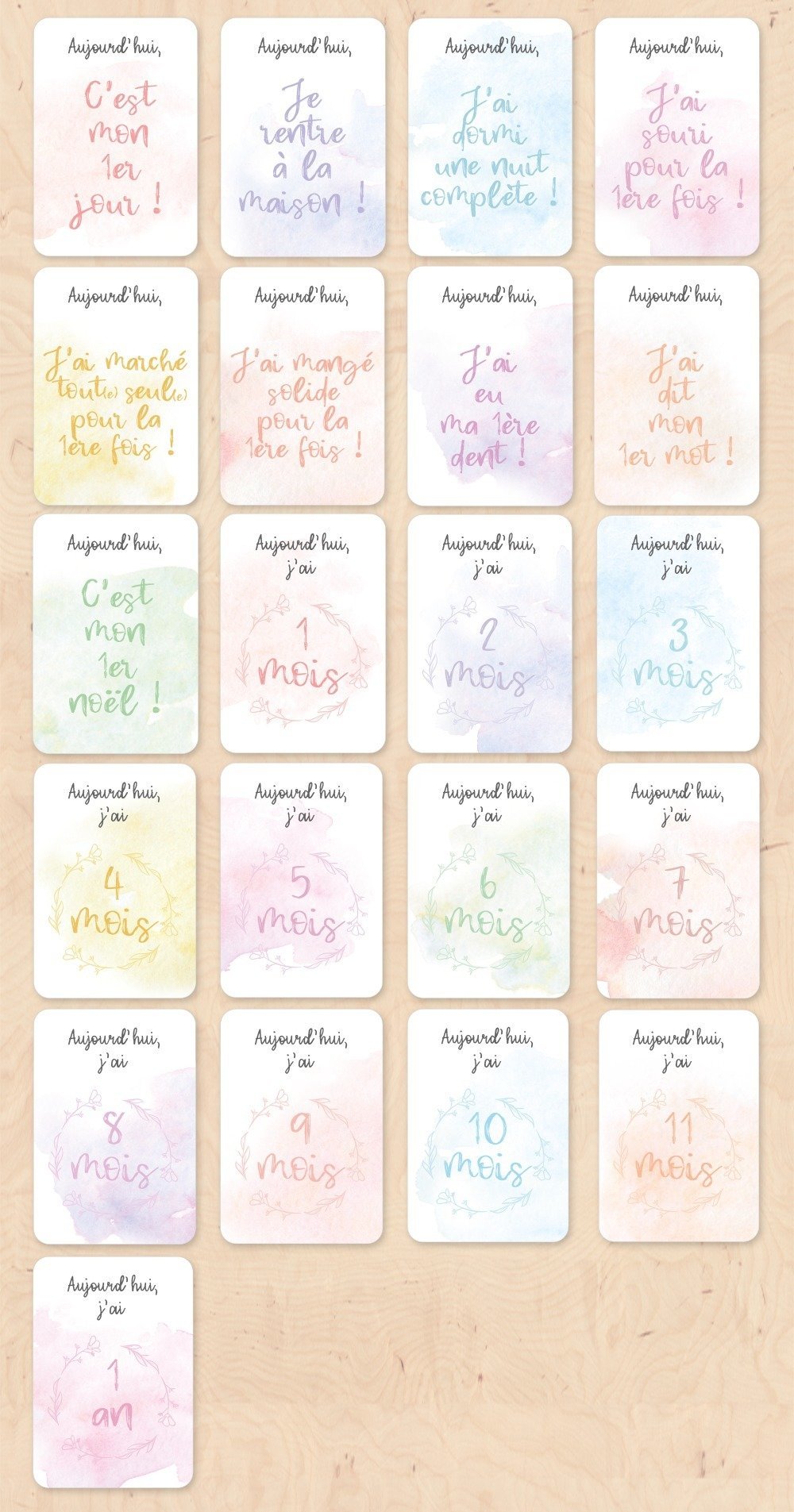 Cartes Etapes De La Vie De Bebe Cadeau De Naissance Cadeau Future Maman Un Grand Marche