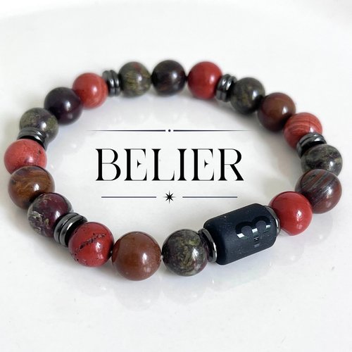 Bracelet bélier homme pierres naturelles