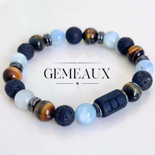 Bracelet gémeaux homme pierres naturelles