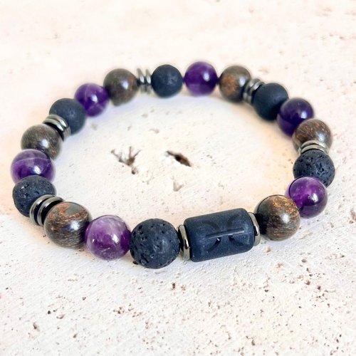 Bracelet poissons homme pierres naturelles