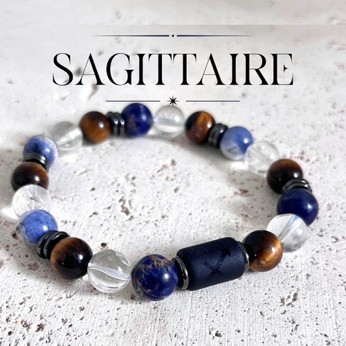 Bracelet sagittaire homme pierres naturelles