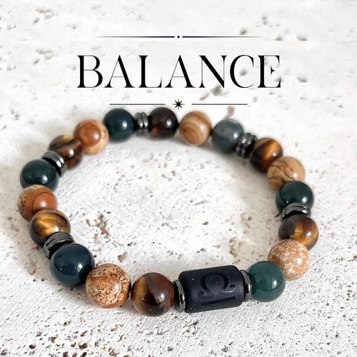Bracelet balance homme pierres naturelles