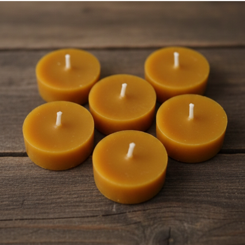 Lot de 6 bougies chauffe-plat en cire d’abeille naturelle